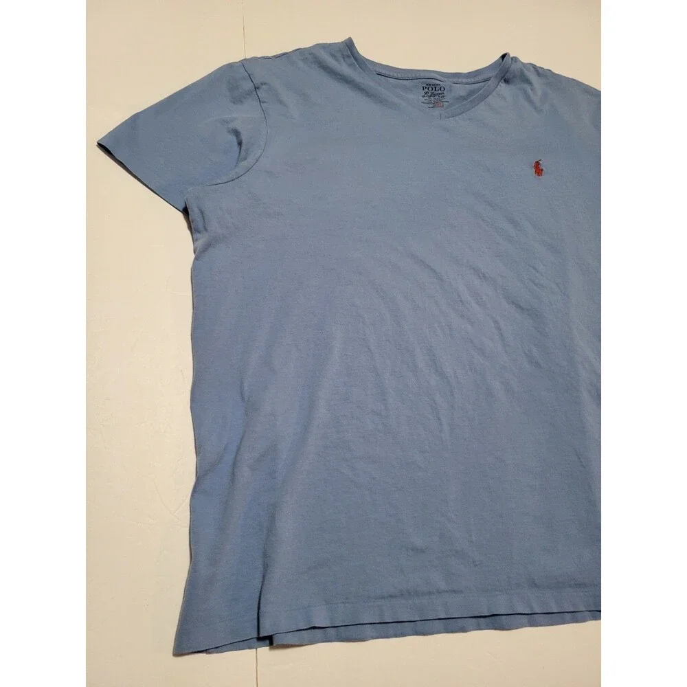 (#17) Polo By Ralph Lauren Polo V Neck T- Shirt Blue Short Sleeve Size Men's XXL